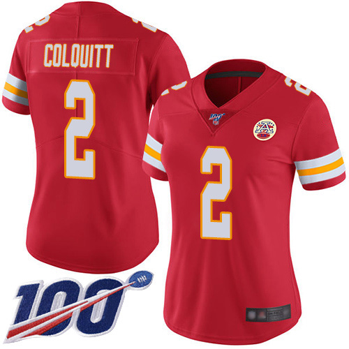 Women Kansas City Chiefs 2 Colquitt Dustin Red Team Color Vapor Untouchable Limited Player 100th Season Football Nike NFL Jersey